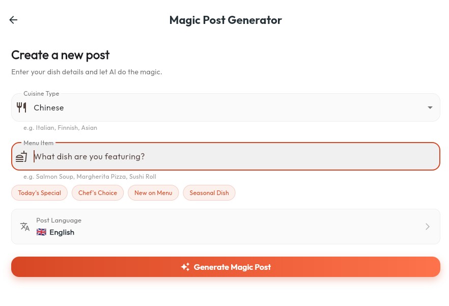 Magic post generator demo