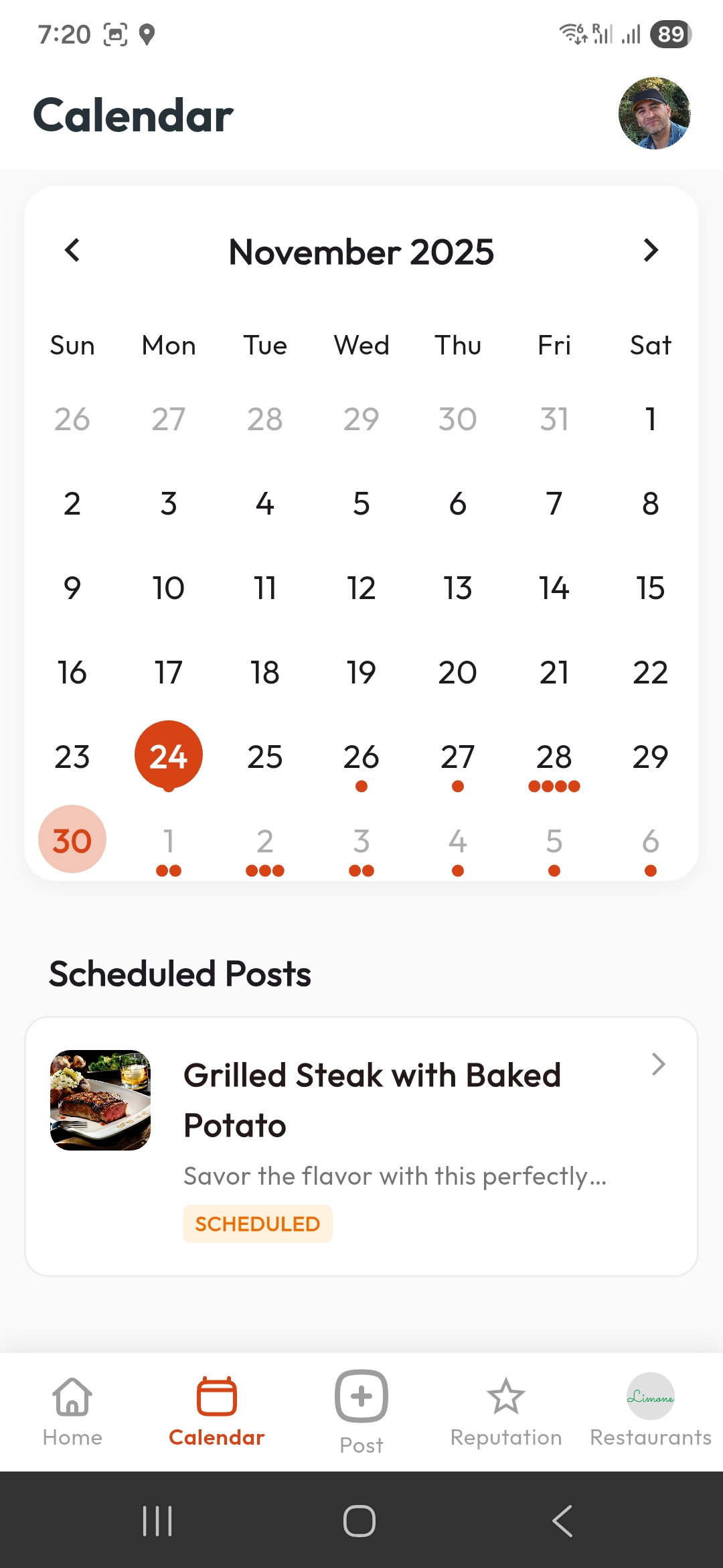 Content calendar view