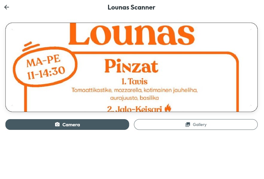 Menu scanning feature demo
