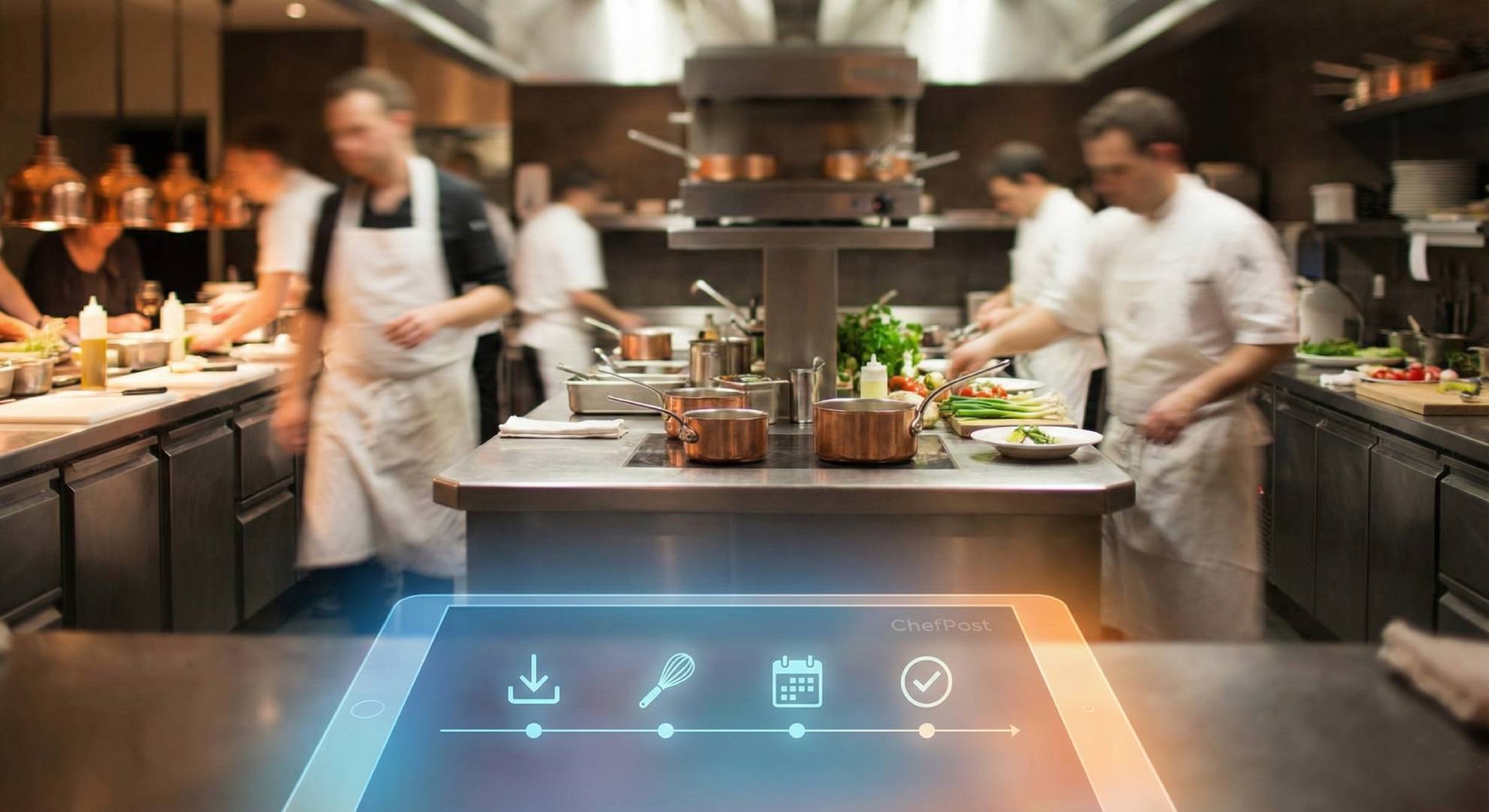 Restaurant chef using ChefPost on a smartphone