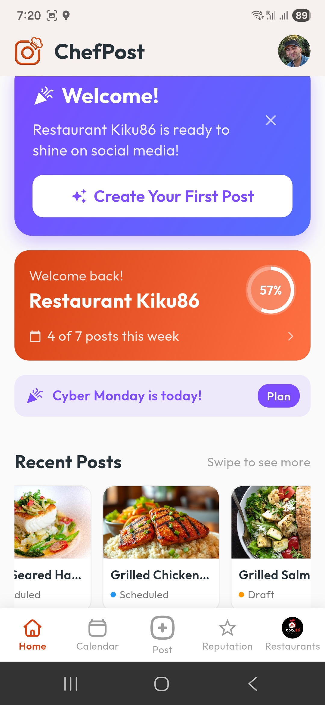 Dashboard - weekly posting progress